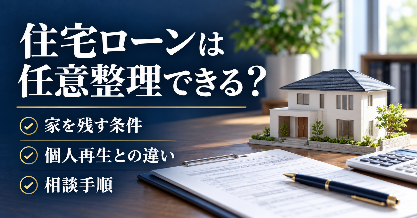住宅ローンの任意整理で家を残す条件と選択肢を示すアイキャッチ